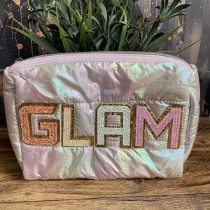 Glam Iridescent Pink Cosmetic Bag